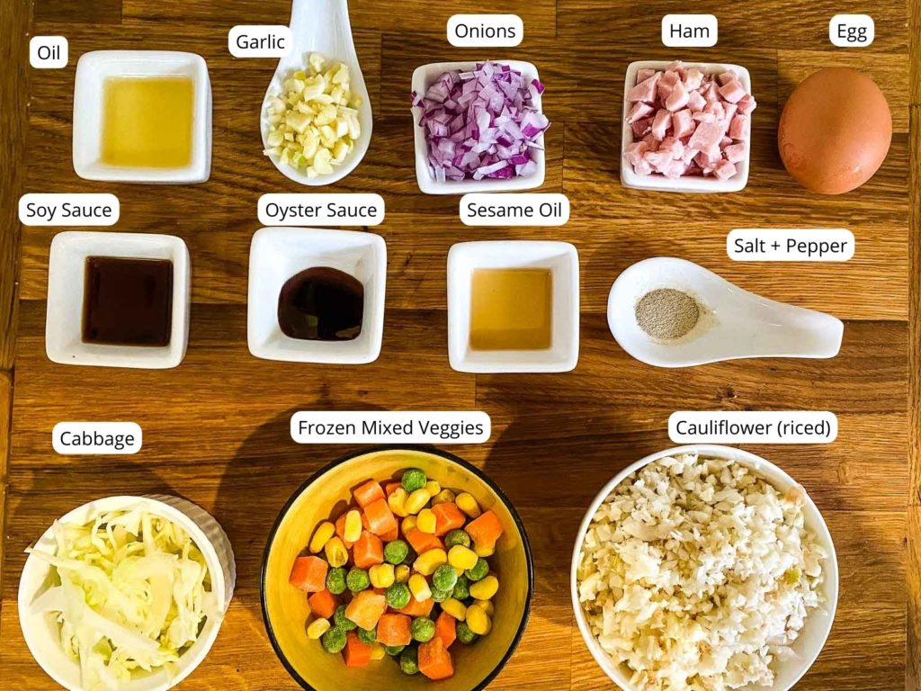 Cauliflower Rice Ingredients in a bowl