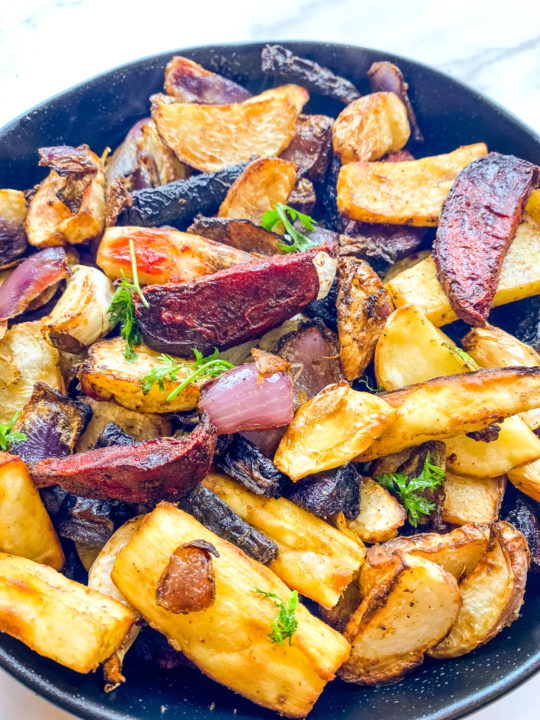 Air Fryer Roasted Root Vegetables Caramel and Spice