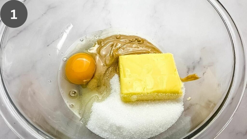 Egg, Butter and Brown Sugar - Ingredients for Peanut Butter Cookies