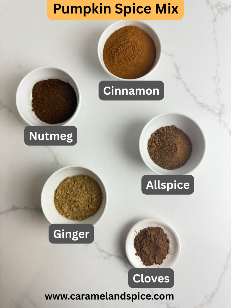 Cinnamon, nutmeg, ginger, and cloves for pumpkin spice
